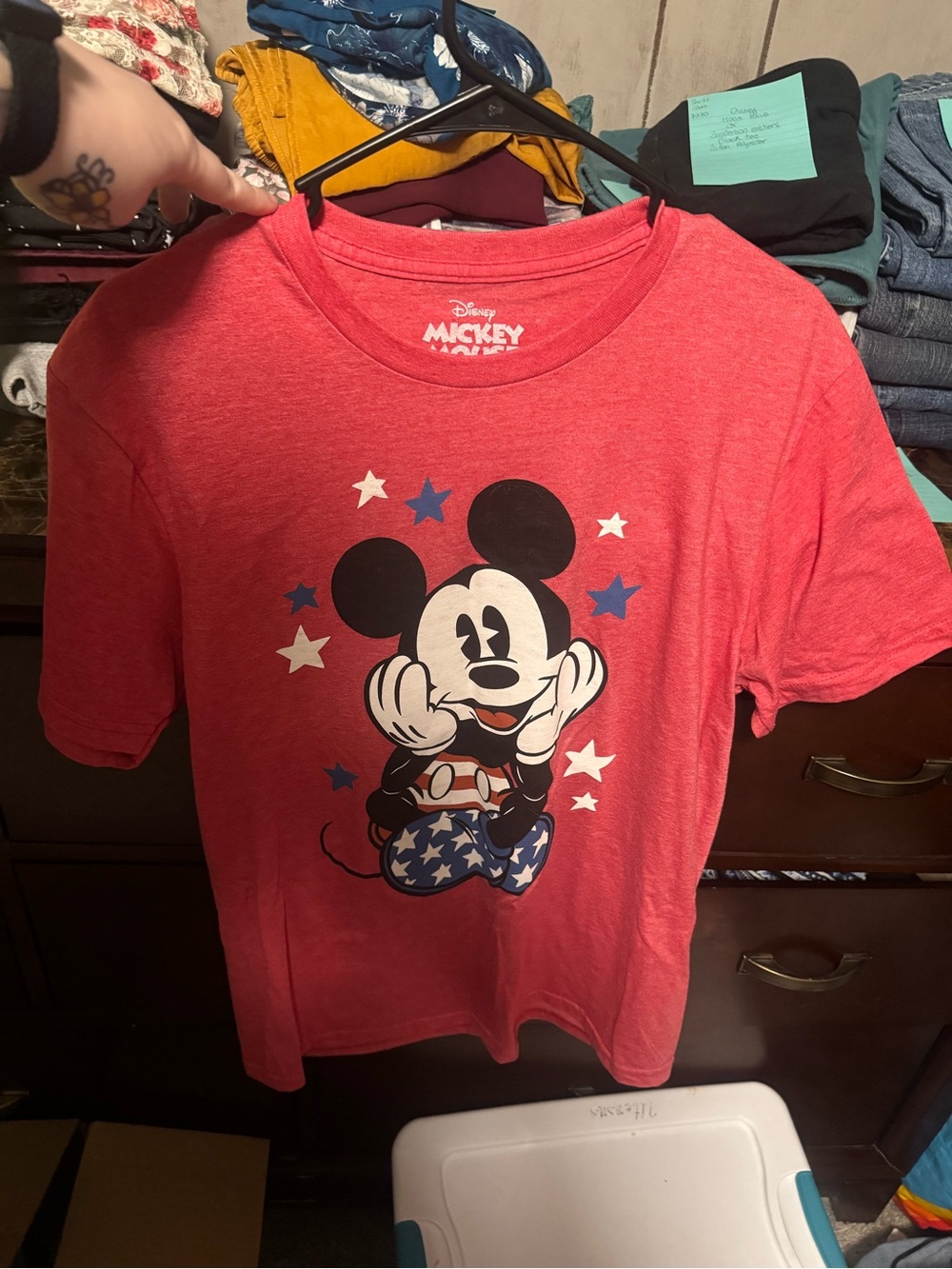 Disney Red Mickey Mouse Graphic Tee with Stars